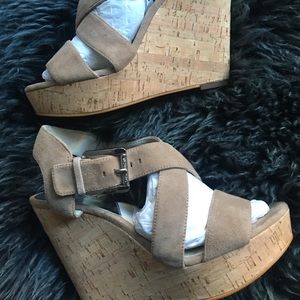 Michael Kors Suede Espadrille Wedge Wood Platform